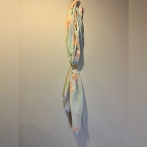 NWT Calvin Klein‎ Long Sheer Scarf Headwrap Decorative Slide Pastel Blue Orange